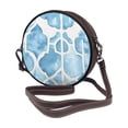 thumbnail image 2 of Leather Shoulder Round Bag 7.1×2.36in Fashion Casual Crossbody Bag Shoulder Bag For Work Travel Business Shopping Date Lightskyblue Moroccan Trellis Hand-Drawn Sketch_3, 2 of 5