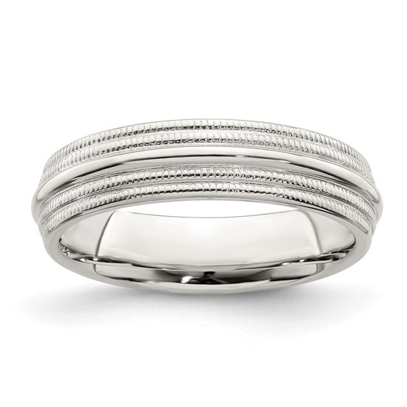 Auriga Fine Jewelry 925 Sterling Silver 5mm Comfort Fit Double Milgrain Band Ring Size 7 for Women
