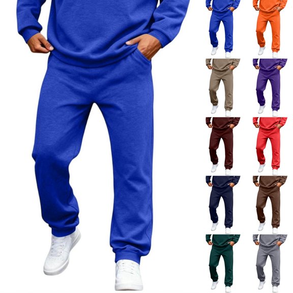 Athletic Trousers for Men Solid Sweatpants Jogger Elastic Waist Side Pockets Soft Breathable Material Fall Fahion Outfits