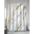 thumbnail image 5 of Fsddascl White Gold Marble Shower Curtain Set - 54" x 78" Washable Bathtub Curtain with 12 Hooks, Abstract Simple Geometric Waterproof Fabric Stall Shower Curtains for Bathroom/Bathtub Décor, 5 of 6