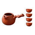 thumbnail image 4 of Tetera de cerámica con juego de tazas con asa lateral, teteras de té duraderas, infusor de té para casa de té, regalo para amantes del té, Camping al Rojo, 4 of 8