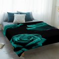 thumbnail image 4 of Teal Blue Rose Blanket Soft Cozy Warm Throw Blanket for Couch, Plush Fuzzy Flannel Fleece Blankets for Sofa, Vintage Abstract Garden Flower Floral Black Bed Blankets Gifts for Men, 40"x50", 4 of 9