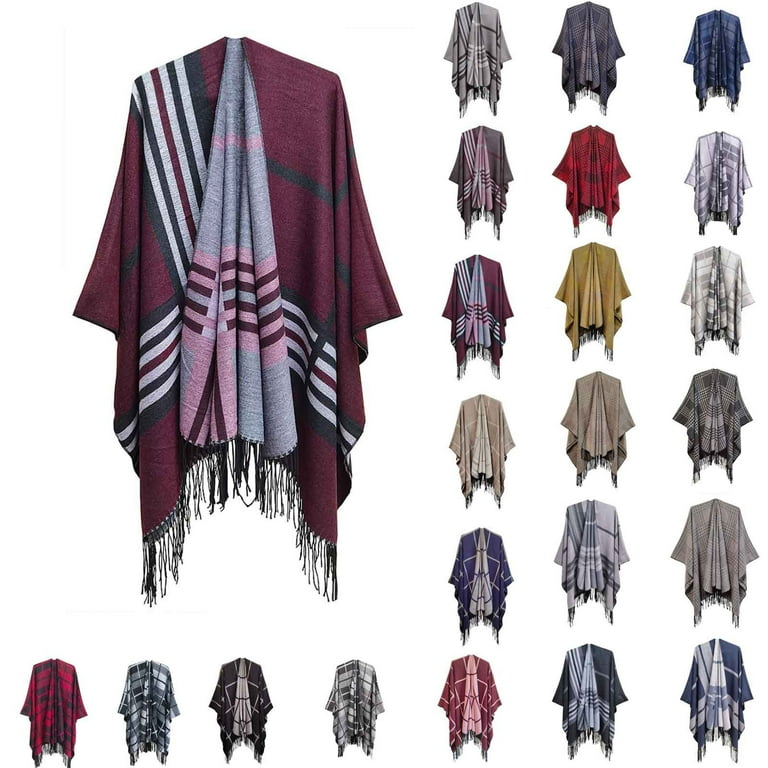New geometric pattern fringed shawl coat colorblock long sleeve knit cardigan New geometric pattern fringed shawl coat colorblock long sleeve knit cardigan
