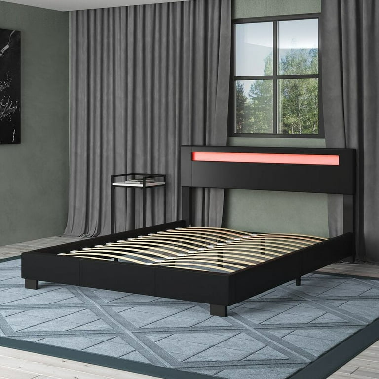 Aughe upholstered low profile platform bed deals