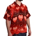 thumbnail image 2 of Valentine's Day Love ECG Men's Short Sleeve Spread Collar Tops, Casual Button Down Shirts, Printed Summer Beach Shirts, Unisex, 2 of 6