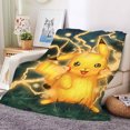 thumbnail image 2 of Bonita manta de franela de Pikachu con dibujos animados, cálida manta de forro polar para sofá, cama, sala de estar, para niños y adultos, 50 x 60, color 2, 2 of 3