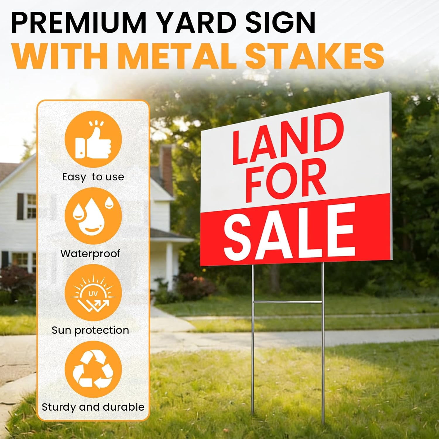 15 Pack Yard Signs with Metal Stakes, Corrugated Plastic Board for Sale Sign Outdoor, Rent, Guidepost, Garage Sale Signs