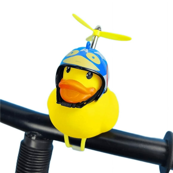 Rubber duck bicycle accessories with flash lamp and propeller helmet for automobile dashboard decoration(2pcs)