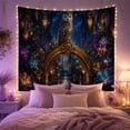 thumbnail image 2 of Owl on Golden Archway with Flowers, Mystical Fantasy for Nature Lovers, Enchanted Forest Wall Art, Birthday Gift Tapestry Wall Hanging for Bedroom and Living Room, 2 of 7