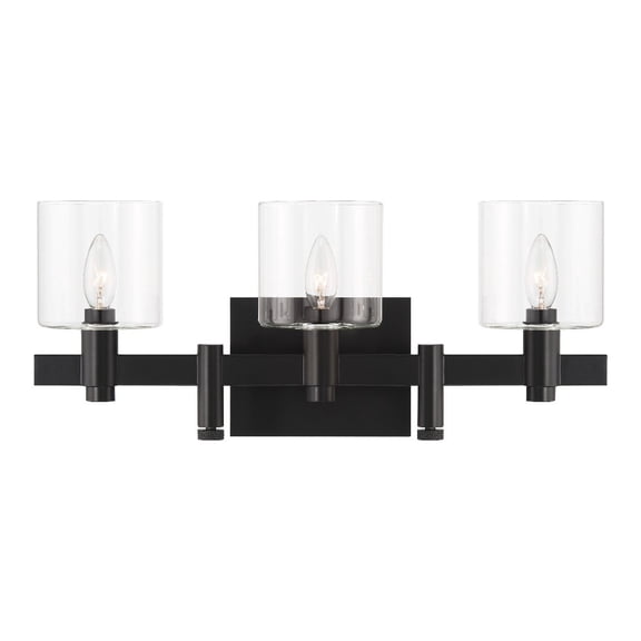Eurofase 46812-018 Decato 3-Light 21 in. Matte Black Clear Glass Vanity Wall Light
