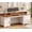 White + Brown, variant on Farmhouse L Shaped Desk with Storage, Rustic Corner Desk with Monitor Stand, 2 File Drawers & 1 Cabinet, Home Office Desk with Spacious Desktop, Large PC Workstation, White & Black Top