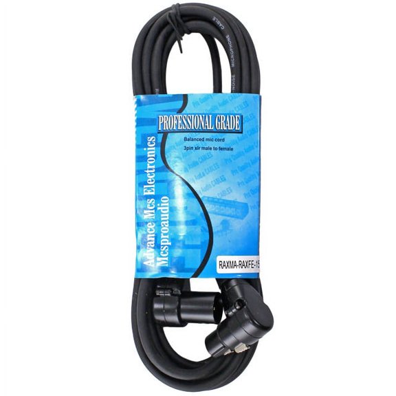 15 ft XLR Microphone Cable with Right Angle Female and Right Angle Male connectors.