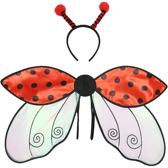 Halloween Ladybug Costumes Bumble Bee Wings and Headband Set Costume Accessories for Women Girls