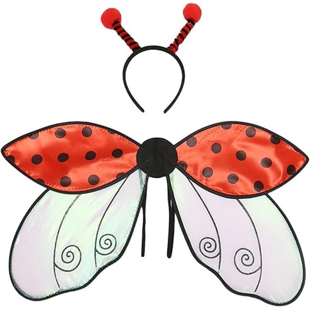 Halloween Ladybug Costumes Bumble Bee Wings and Headband Set Costume Accessories for Women Girls