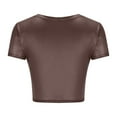 thumbnail image 5 of JIUKE Going out Tops for Women Short Sleeve Shirts Crewneck Crop Tops Stretchy Slim Fitted Basic Tees Size S, 5 of 7