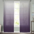 thumbnail image 3 of Purple Ombre Semi Sheer Curtains 63 Inch Length 2 Panels Set, Farmhouse Gradient Modern Abstract Art Sheer Kitchen Curtain Privacy Voile Window Curtain for Living Room Bedroom Rod Pocket Drapes, 3 of 7