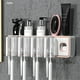 thumbnail image 5 of Xihbxyly Juego de Portacepillos de Dientes, Diseño de Montaje En Pared, Dispensador Automático de Pasta de Dientes Integrado, Organizador de Baño para Varios Cepillos de Dientes, Fácil Instalación, B, 5 of 6