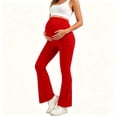 thumbnail image 2 of YFNNUP Maternity Flare Leggings for Women Over The Belly Workout Yoga Pregnancy Pants with Pockets Red,M, 2 of 5