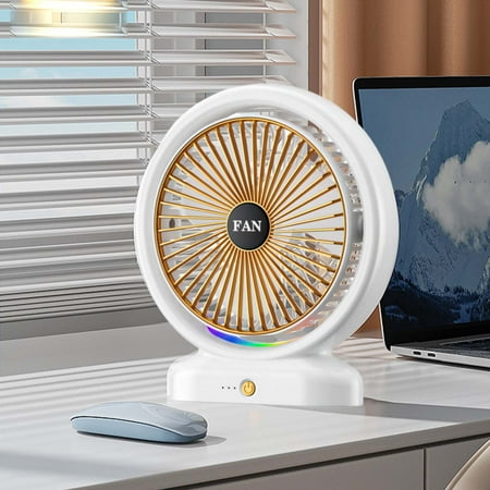 

Three-Speed Mini Desktop Fan Rechargeable Battery Powered Fan Small Desk Fan With Colorful LED Usb Desk Fan Lights Portable USB Fan Quiet Suitable For Home Office Travel Camping Baby Stroller Fan Fan