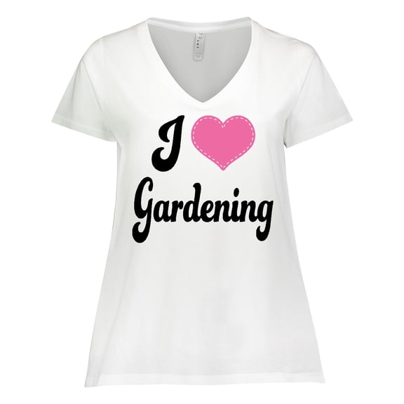 Inktastic Gardener Gift I Love Gardening Women's Plus Size V-Neck T-Shirt