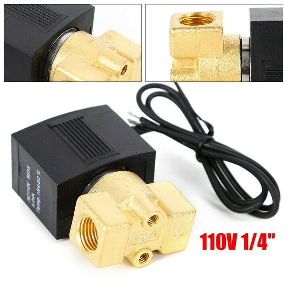 Miumaeov 110-120V AC Brass Electric Solenoid Valve 1/4" NPT Portable Pneumatic Valve 1/4" NPT Gas Water Air Normally Closed