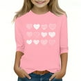 thumbnail image 2 of Pink Girls Cold Shoulder Long Sleeve Shirt, Cute Heart Print Soft Stretch Polyester Spandex Top for 4-12 Years Old Kids, Easy Care Casual Everyday Wear,Size 12-13T, 2 of 5
