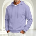 thumbnail image 2 of Men's Hooded Long Sleeve Solid Sweatshirt Warm Casual Pullover Comfortable Basic Top with Kangaroo Pocket for Fall Winter Everyday Wear and Weekend Outings Light Purple 2XL, 2 of 6