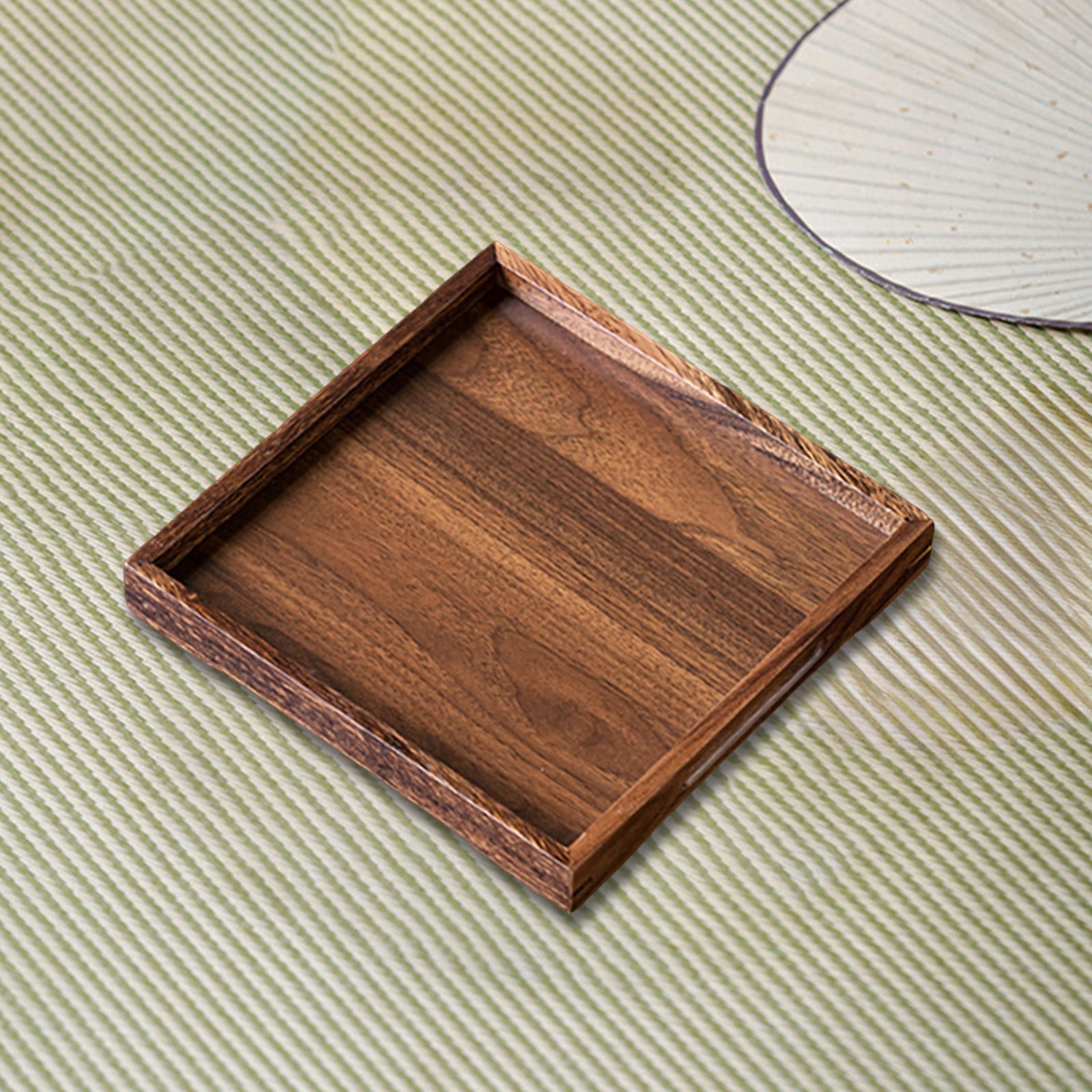 Rkxzt Wooden Tray,Wooden Tea Tray with Cup Storage 38x28cm Multi