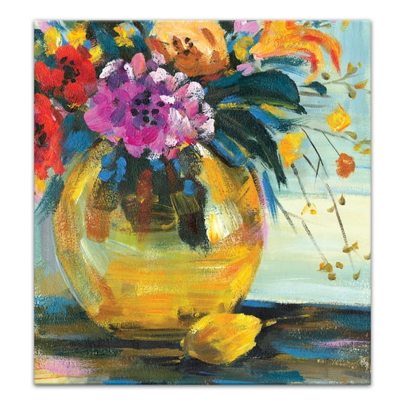Creative Products Lemon and Floral Vase 24x24 Canvas Wall Art