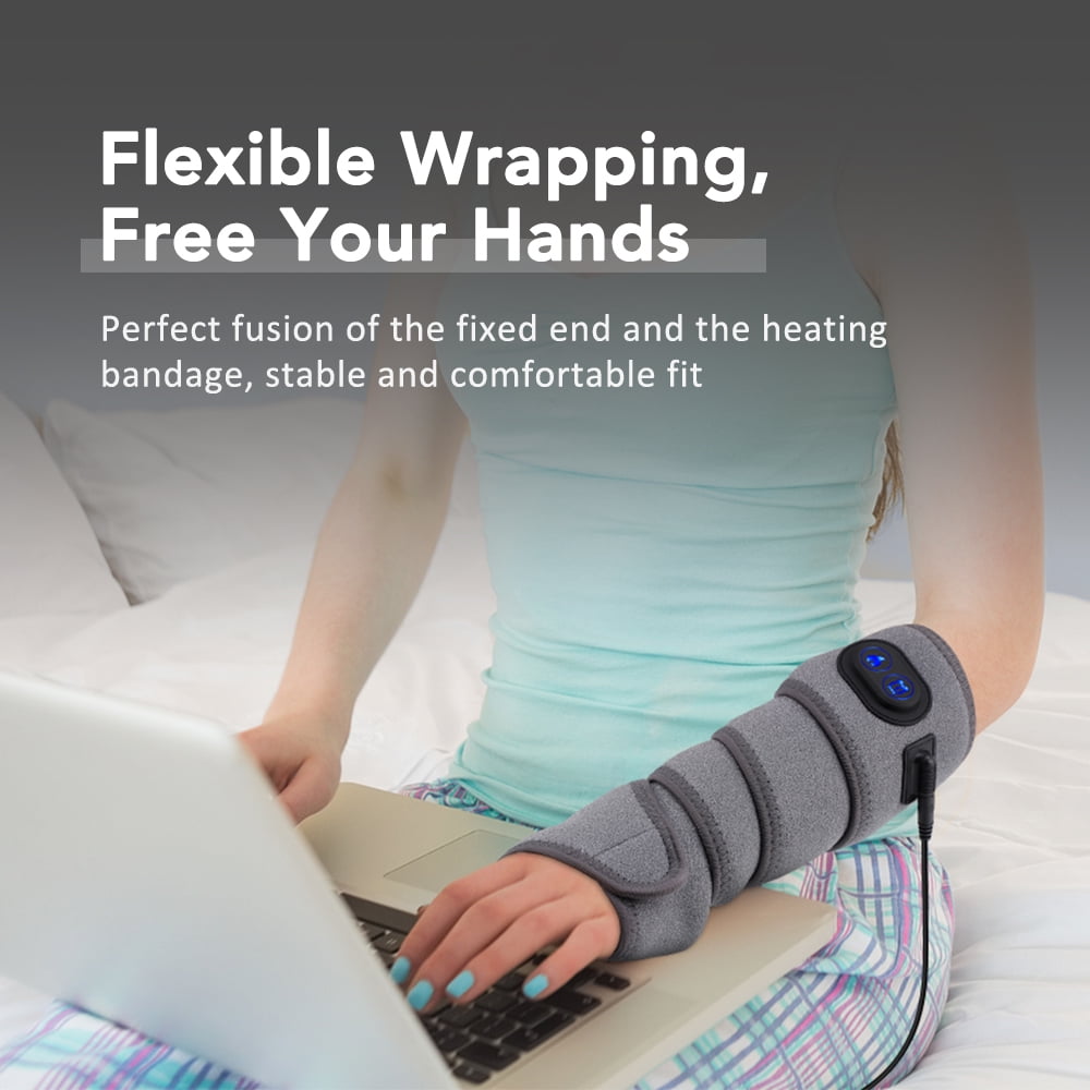 Flexible Heated Wrap for Elbow, Arm & Joints - Fast Soothing Heat with 4 Temperature Settings, Extra-Long 44" Cord (Grey)
