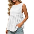thumbnail image 2 of Women's Tank Top, Fashion Casual Summer Solid Color Round Neck Sleeveless Pullover Side Split Top, Loose Fit Cami with Side Tie, Trendy Blouse for Daily, 2 of 7