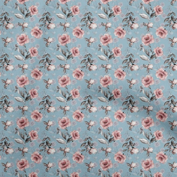 oneOone Polyester Spandex Light Mint Green Fabric Floral Craft Projects Decor Fabric Printed By The Yard 56 Inch Wide