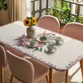 thumbnail image 3 of Easter Bunny Roses Table Cloths for 3 Foot Rectangle Tables, Pink Floral Spring Linen Patio Waterproof Elastic Fitted Tablecloths, Washable Rectangular Table Cover for Camping, 3 of 8