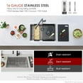 thumbnail image 3 of Évier de Cuisine Élégant à Montage Double en Acier Inoxydable de 31 Pouces à Bol Simple pour Poste de Travail avec 5 Accessoires S-131W, 3 of 14