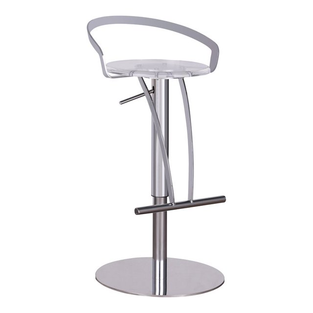 Chintaly Imports Tabouret Réglable en Métal pour Siège en Acrylique Transparent/chrome