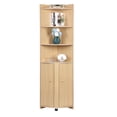 thumbnail image 2 of Fogcroll Tall Corner Cabinet, Farmhouse Storage Cabinet with 3 Open Shelves and Two Barn Doors, Triangle Shaped Design Corner Bookcase, Home Space Saver for Bathroom Living Room Laundry Room, 2 of 13
