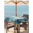 thumbnail image 3 of Outdoor Tablecloth with Umbrella Hole for Patio/Picnic/Party/Camping, Shabby Teal Blue Waterproof Table Cloth Square Cover Washable, Oil Painting Vintage Art Blue White (60"x 60"), 3 of 9