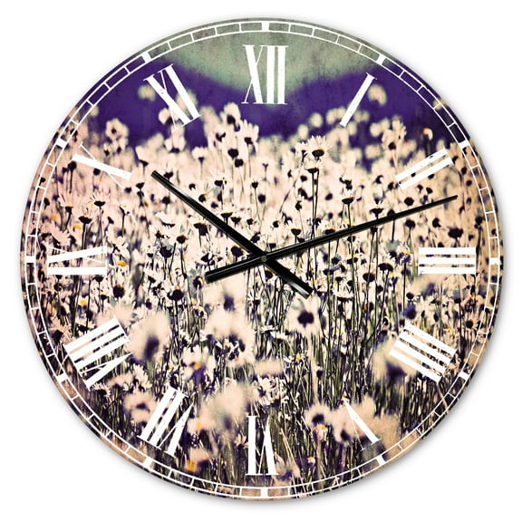 Designart 'Amazing Light Blue Chamomile Blossom' Traditional wall clock