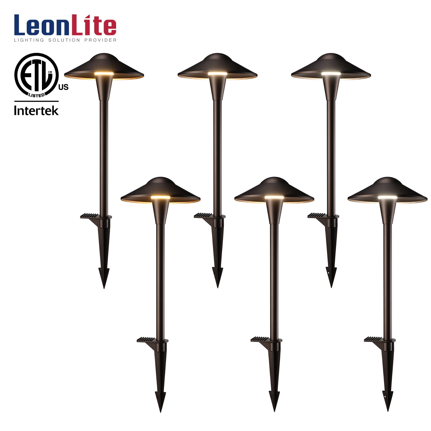 LEONLITE 6 Pack 3CCT Low Voltage Landscape Pathway Lights, 5W LED