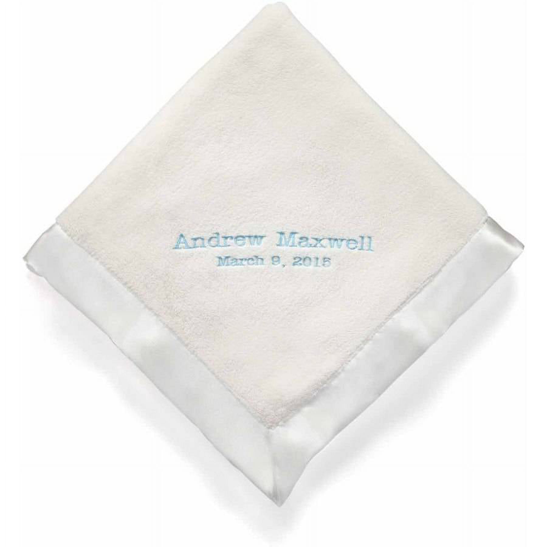 New Baby Color Embroidered Blanket with Satin Trim in Cream