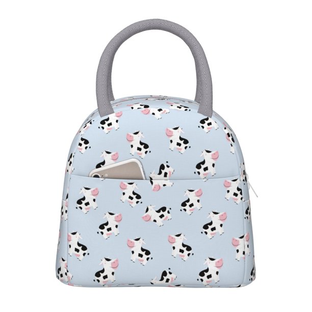Easygdp Cute Farm Cow Bolsa de Almuerzo Insulada Grande, Forro de Aluminio, Diseño Espacioso, a Prueba de Fugas, Ideal para Trabajo, Picnics, Viajes y Actividades al Aire Libre