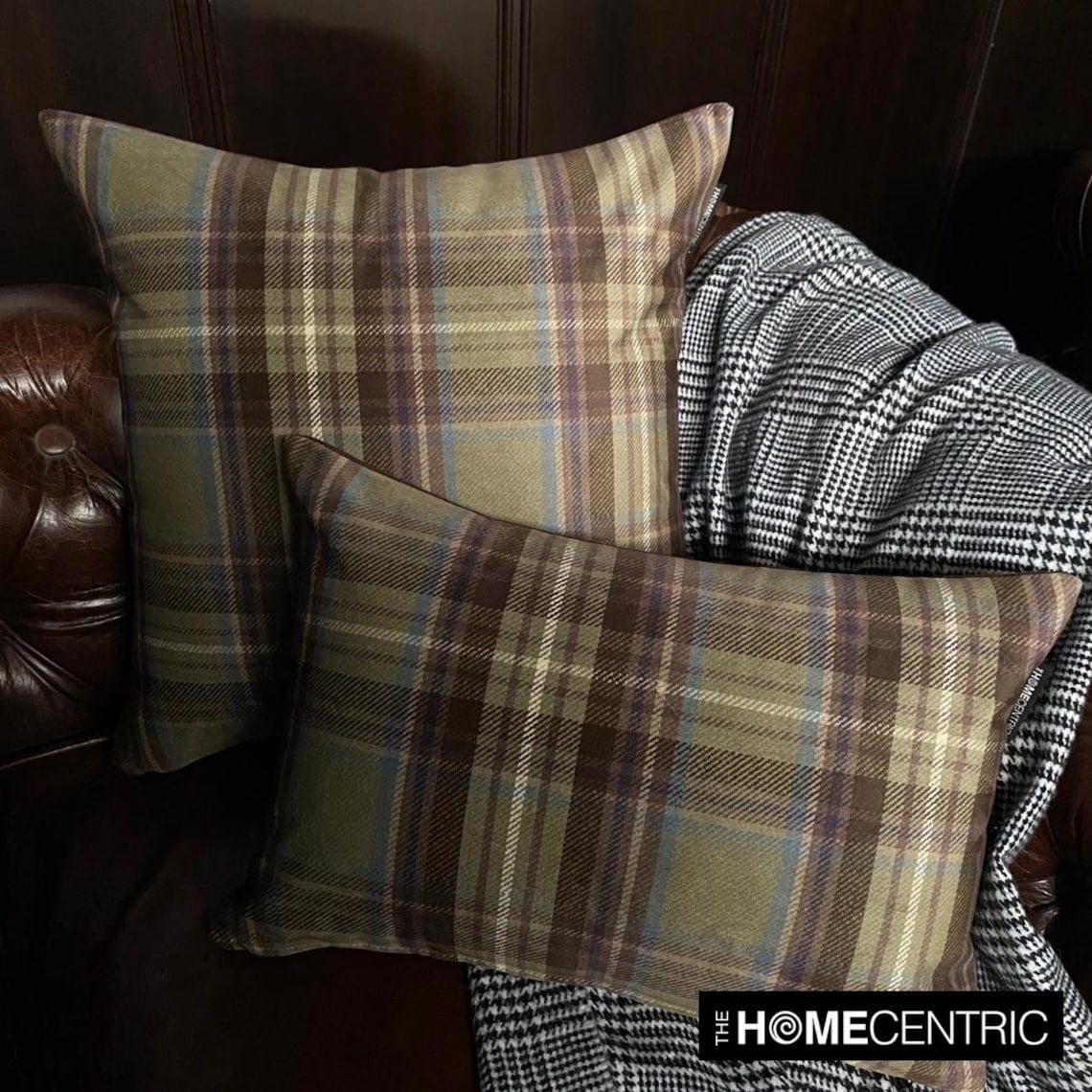 Winter Plaid Throw Pillow cover, 14"x14" Orange Velvet Decorative Pillow Cover, Modern Plaid Farmhouse Buffalo Check Pillow Cover For Sofa Couch, Hotels, living Room, Bed Room - Plaidscape Orange
