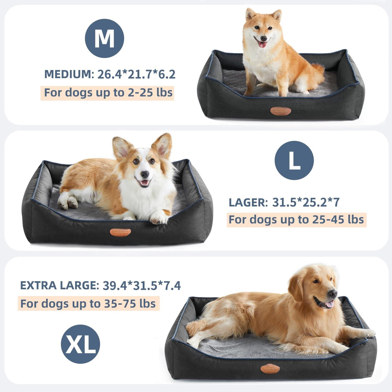 Dog Bed, Dark Grey, 26.4"L x 21.7"W x 6.2"Th, Orthopedic for Small Pets