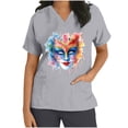 thumbnail image 3 of lcziwo Mardi Gras Scrubs for Women 2025 Spring Summer Short Sleeve T Shirts Nurse Medical Uniforms Casual V Neck Scrub Tops Shirts Gray XL Purses for Women Clearance, 3 of 6
