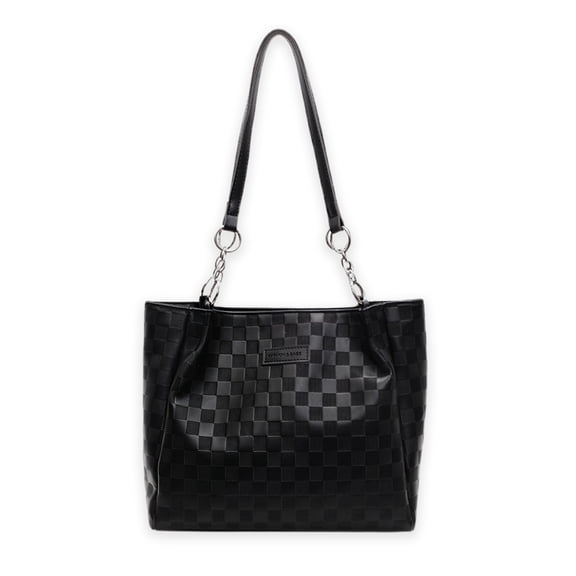 Women's Casual Checkered Pattern Tote Bag Versatile Large Capacity Shoulder Bag Zipper Underarm Handbag for Daily Use Travel School