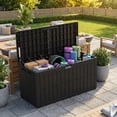 thumbnail image 4 of 100 Gallon Outdoor Storage Box, Lockable Deck Boxes Waterproof, Storage Cabints with lids for Patio Furniture, Outdoor Cushions and Garden Tools (100 Gallon, Black), 4 of 8