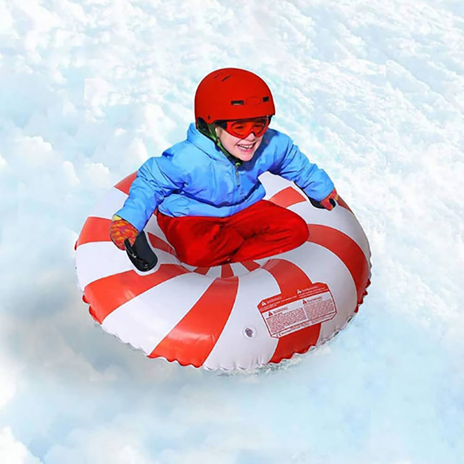 Kyusrd Snow Tube For Winter Happy Inflatable 35 Inch Heavy Duty Snow Sleds For Kids And Adults