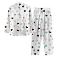 thumbnail image 5 of Youpwaven Valentines Pajamas Set for Womens Heart Print Soft Breathable Milk Silk Button up Collared Sleepwear, 2-Piece, Size L, 5 of 6