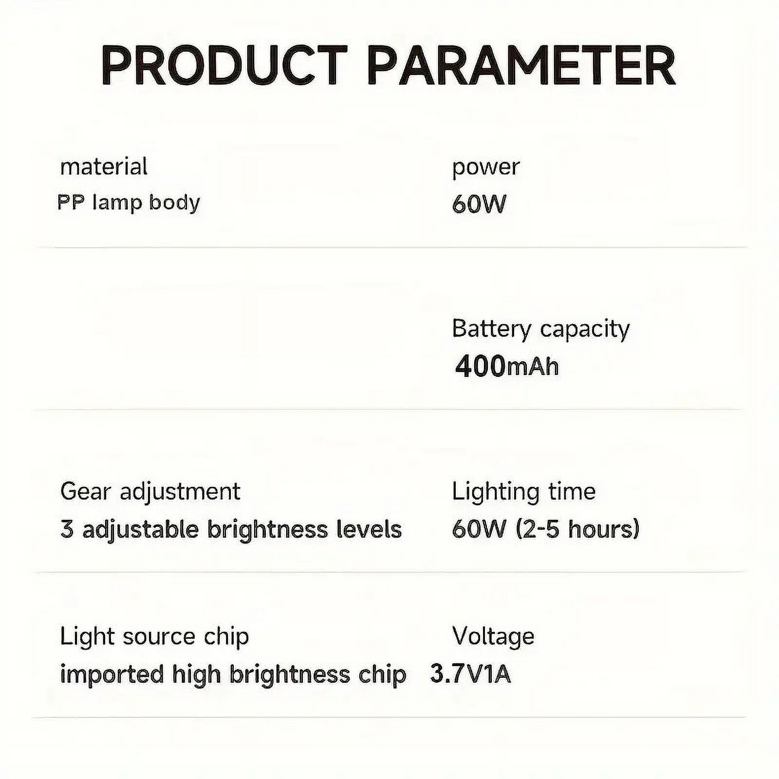 Rechargeable LED Bulb | Energy-Saving Portable Emergency Light | 180lm | 5V Input | 240° Beam | Night Market Stall Camping Power Outage | Weatherproof | Includes Charging Cable