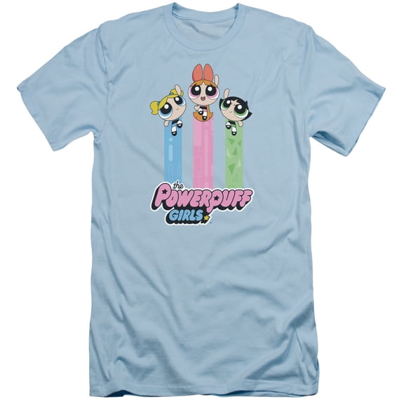 Powerpuff Girls The Girls Fly S/S Adult 30/1 T-Shirt Light Blue